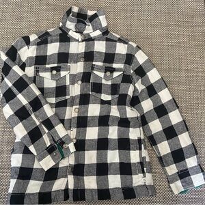 Tommy Bahama Size Med (10) Black and White Flannel Plaid Jacket w Fleece Lining